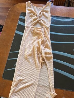 Knot-Detail Cream Maxi Skirt